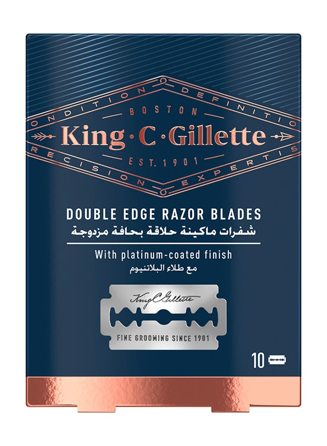 Gillette - King C Double Edge Razor Blades With Platinum Coated Finish Pack of 10 Silver - Image 1