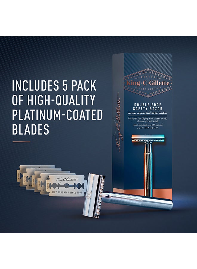Gillette - King C Double Edge Razor Blades With Platinum Coated Finish Pack of 10 Silver - Image 1