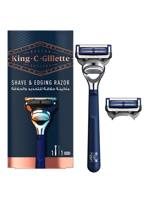 King C Shave And Edging Razor With 5 Premium Blades And Precision Trimmer For Edging