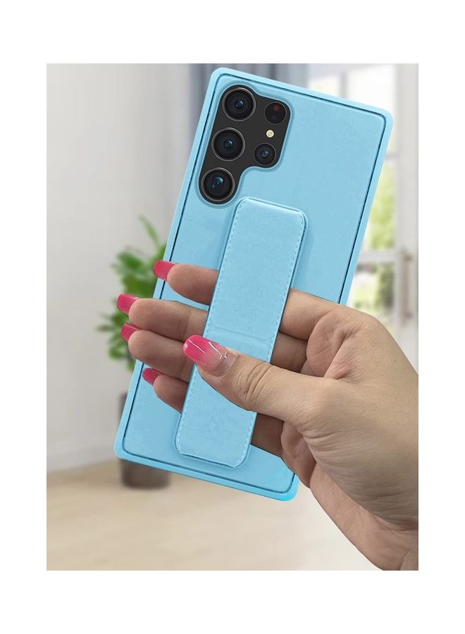 MARGOUN Samsung Galaxy S23 Ultra Grip Case Magnetic Kickstand Cover with Foldable Hand Strap Blue - Image 2