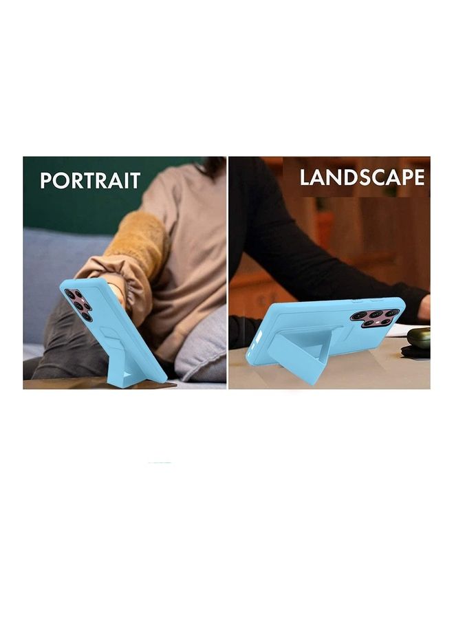 MARGOUN Samsung Galaxy S23 Ultra Grip Case Magnetic Kickstand Cover with Foldable Hand Strap Blue - Image 3