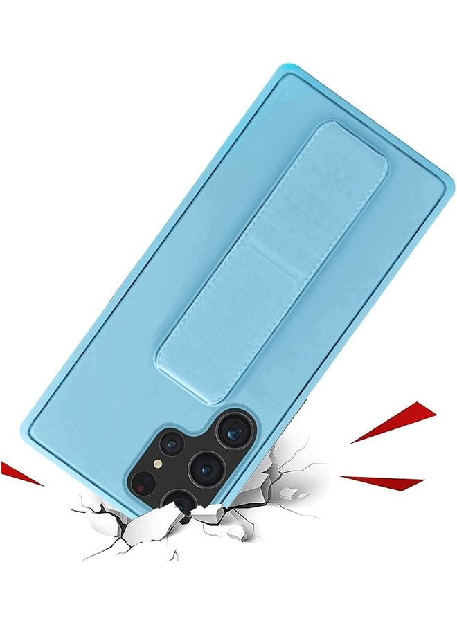 MARGOUN Samsung Galaxy S23 Ultra Grip Case Magnetic Kickstand Cover with Foldable Hand Strap Blue - Image 4