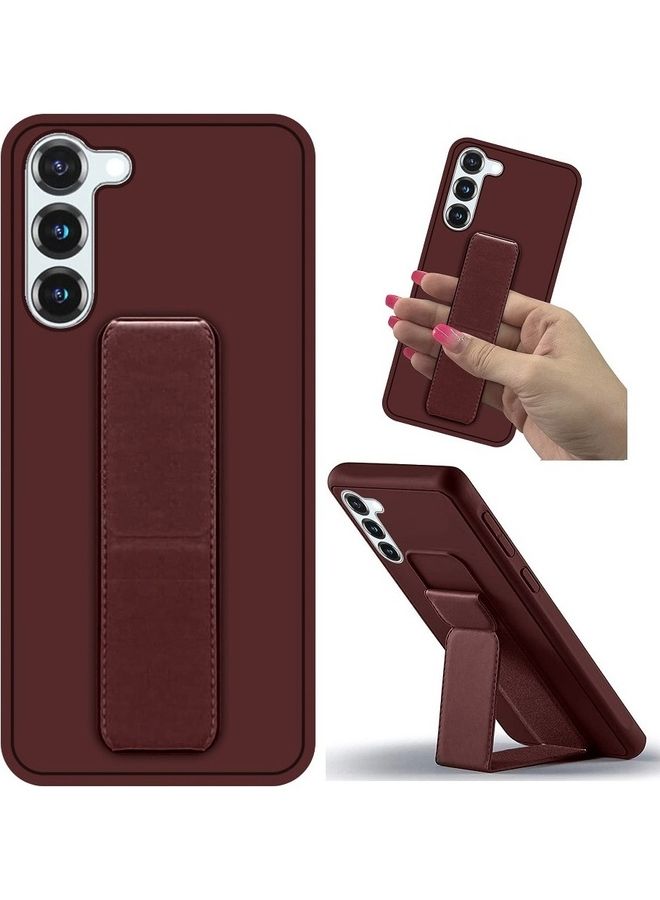 MARGOUN Samsung Galaxy S23 Plus Grip Case Magnetic Kickstand Cover with Foldable Hand Strap Maroon - Image 1