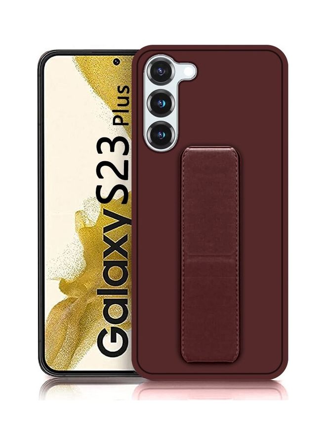 MARGOUN Samsung Galaxy S23 Plus Grip Case Magnetic Kickstand Cover with Foldable Hand Strap Maroon - Image 4
