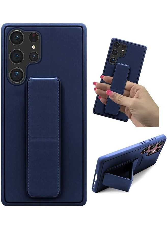 MARGOUN Samsung Galaxy S23 Ultra Grip Case Magnetic Kickstand Cover with Foldable Hand Strap Dark Blue Dark Blue - Image 1