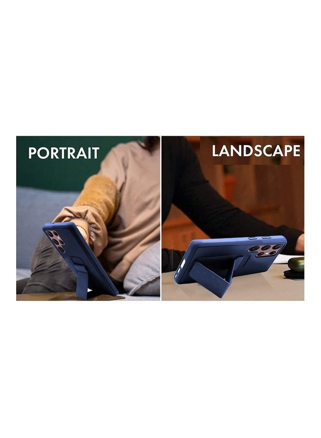 MARGOUN Samsung Galaxy S23 Ultra Grip Case Magnetic Kickstand Cover with Foldable Hand Strap Dark Blue Dark Blue - Image 3