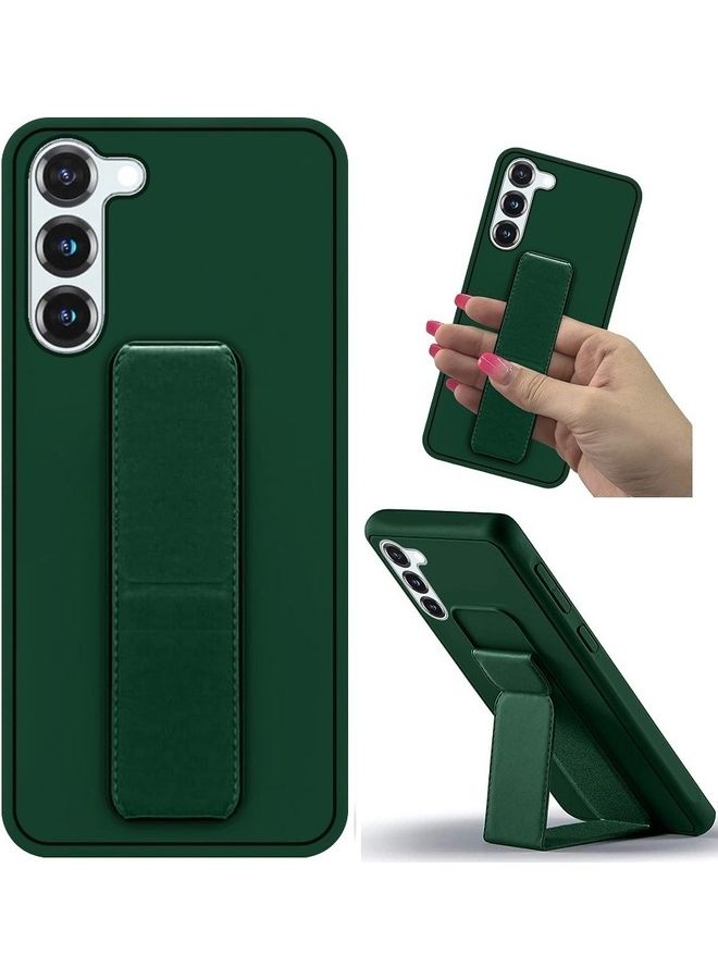 MARGOUN Samsung Galaxy S23 Grip Case Magnetic Kickstand Cover with Foldable Hand Strap Green Green - Image 1