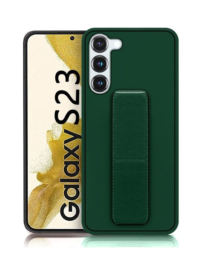 MARGOUN Samsung Galaxy S23 Grip Case Magnetic Kickstand Cover with Foldable Hand Strap Green Green - Image 4