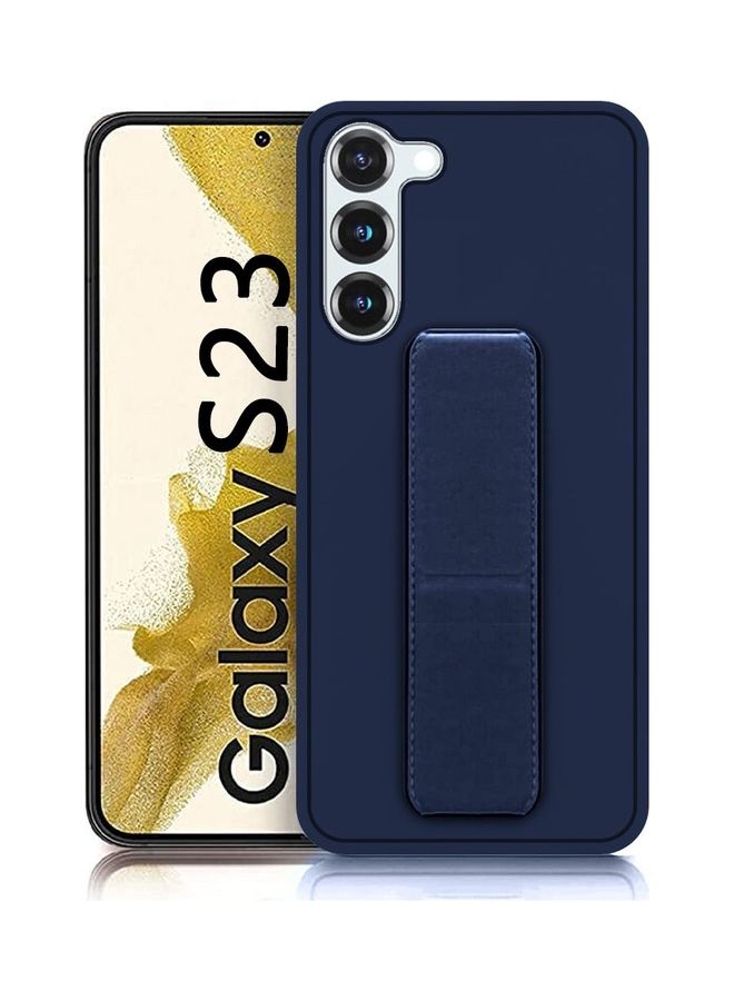 MARGOUN Samsung Galaxy S23 Grip Case Magnetic Kickstand Cover with Foldable Hand Strap Dark Blue Dark Blue - Image 4