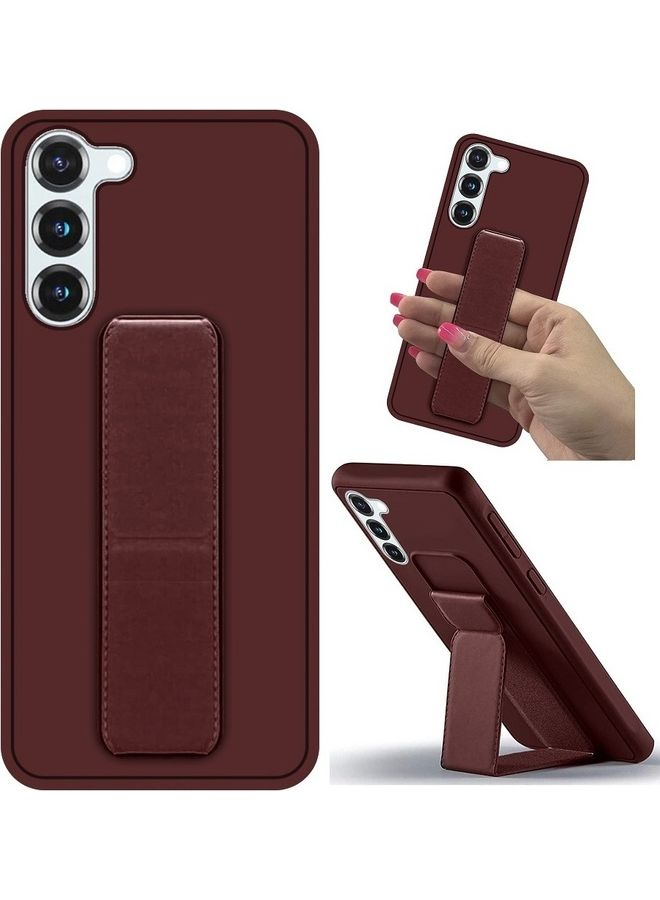 MARGOUN Samsung Galaxy S23 Grip Case Magnetic Kickstand Cover with Foldable Hand Strap Maroon Maroon - Image 1