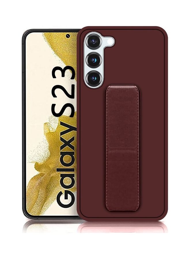 MARGOUN Samsung Galaxy S23 Grip Case Magnetic Kickstand Cover with Foldable Hand Strap Maroon Maroon - Image 4