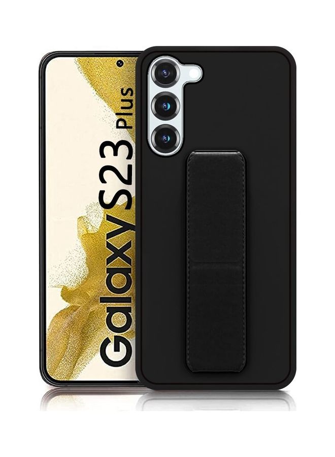 MARGOUN Samsung Galaxy S23 Plus Grip Case Magnetic Kickstand Cover with Foldable Hand Strap Black Black - Image 4