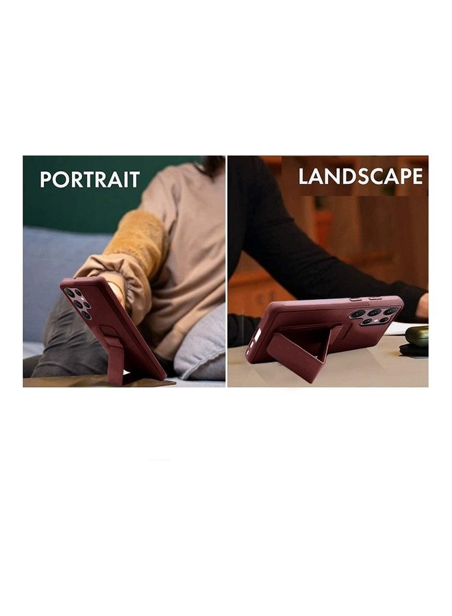 MARGOUN Samsung Galaxy S23 Ultra Grip Case Magnetic Kickstand Cover with Foldable Hand Strap Maroon - Image 3