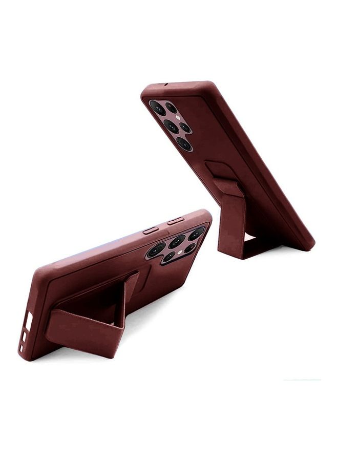 MARGOUN Samsung Galaxy S23 Ultra Grip Case Magnetic Kickstand Cover with Foldable Hand Strap Maroon - Image 5