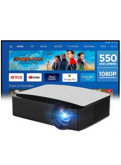 Android 9.0 Tv 1080P 550 Ansi/Screen Size To 250 Inch For Small Big Room Download App Bluetooth Wifi Home Theater Outdoor Gaming Projectors With Hdmi/Usb/Av Ports 92 Black