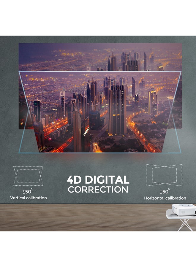 Wownect - Android 9.0 Tv Led 7000 Lumens/Screen Size Upto 300 Inch Native Res 1080P Full Hd Download Apps Bluetooth Wifi 4K With 150 Inch Projector PROJ-WO-73-AN_SCR-05 White - Image 1