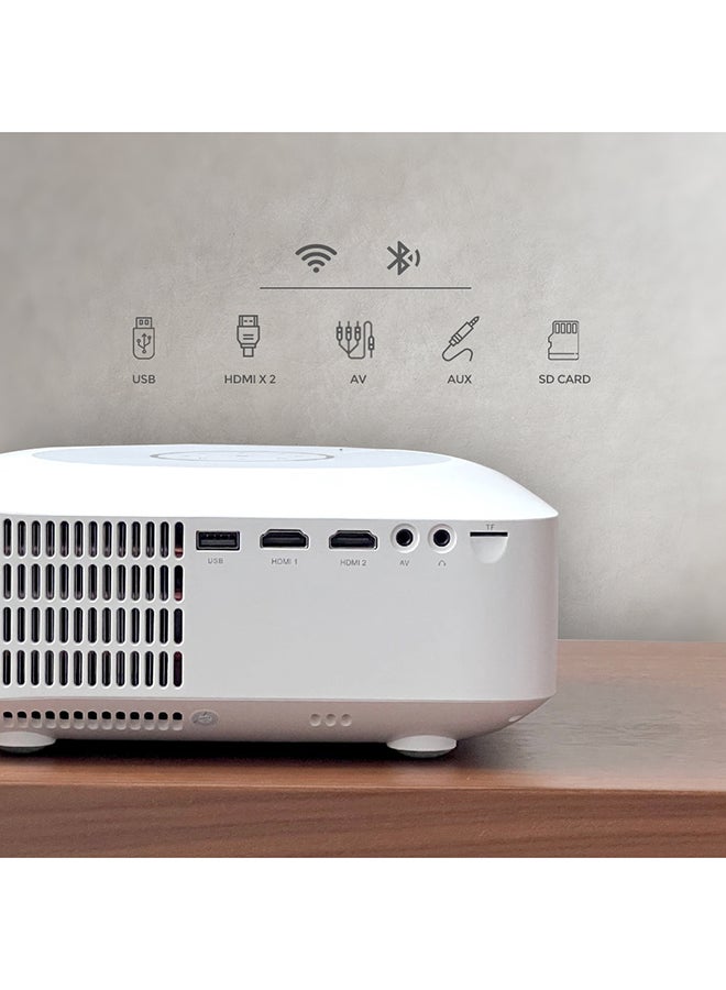 Wownect - Android 9.0 Tv Led 7000 Lumens/Screen Size Upto 300 Inch Native Res 1080P Full Hd Download Apps Bluetooth Wifi 4K With 150 Inch Projector PROJ-WO-73-AN_SCR-05 White - Image 1