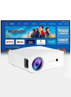 Wownect Android 9.0 Tv Led Projector 7000 Lumens/Screen Size Upto 300 Inchnative Res 1080P Full Hd Download Apps Bluetooth Wifi 4K Home Theater Gaming Video PROJ-WO-73-AN White  - Image 1