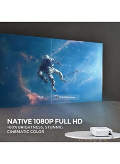 Wownect Android 9.0 Tv Led Projector 7000 Lumens/Screen Size Upto 300 Inchnative Res 1080P Full Hd Download Apps Bluetooth Wifi 4K Home Theater Gaming Video PROJ-WO-73-AN White  - Image 4