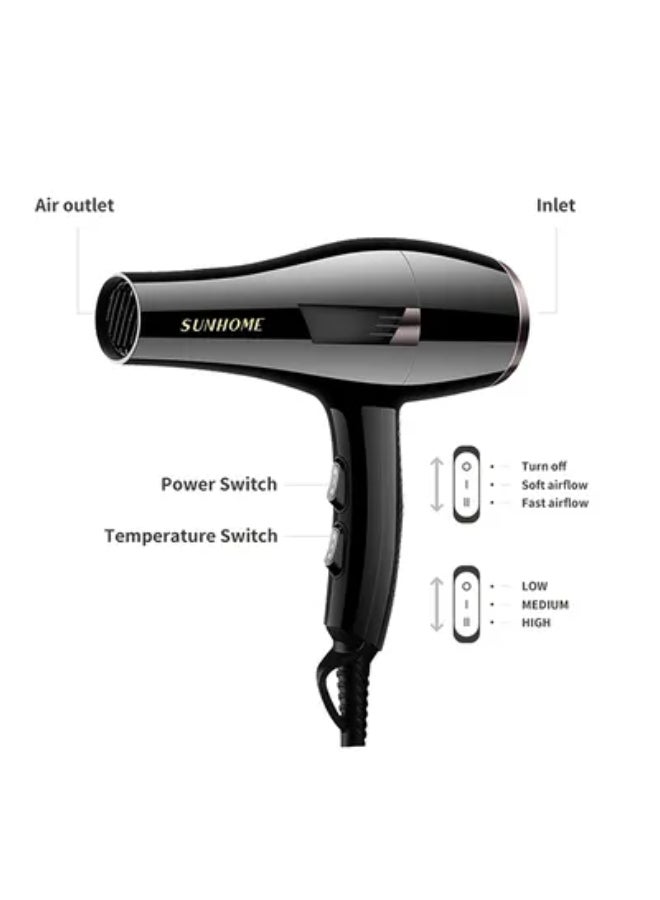 Sunhome - 6-Piece Professional Hair Dryer Set,2200W Black 250ml - Image 1