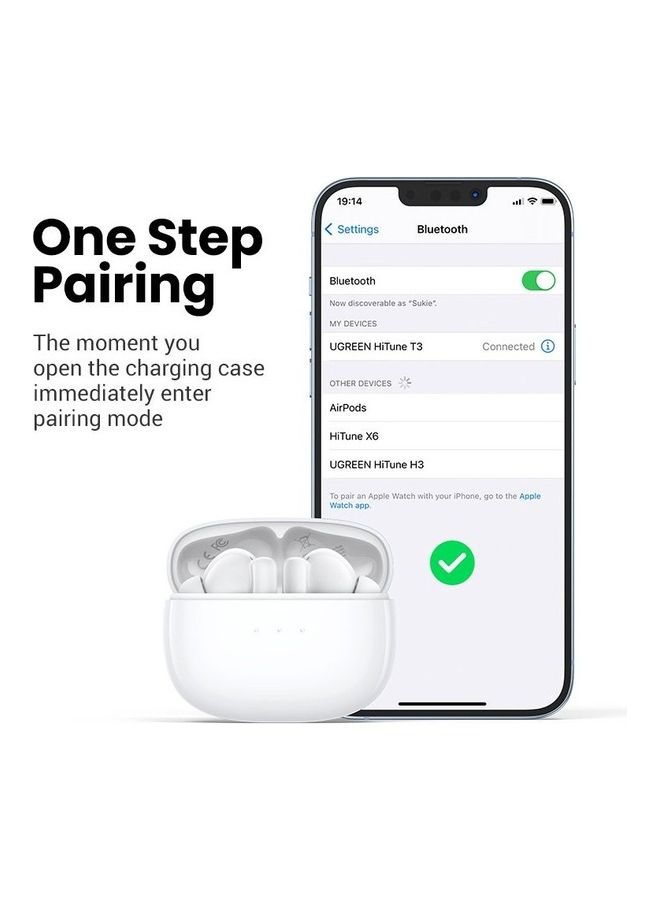 Ugreen - Earbuds HiTune T3 ANC Wireless Earphone White - Image 1
