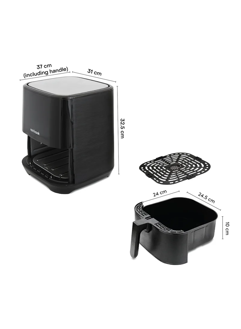 nutricook Air Fryer 2 Led One Touch Screen With 10 Presets, Preheat Celsius To Fahrenheit Conversion Auto Shut Off And Shake Reminder 5.5 L 1700 W AF205K Black