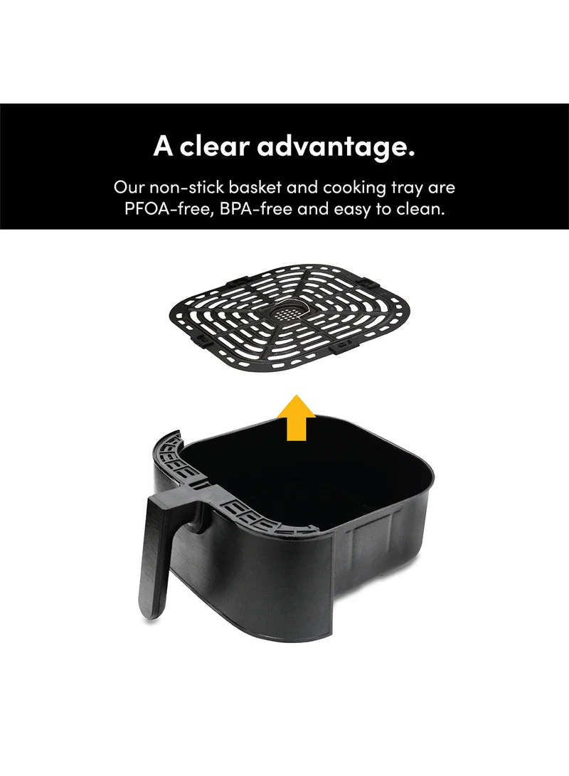 nutricook Air Fryer 2 Led One Touch Screen With 10 Presets, Preheat Celsius To Fahrenheit Conversion Auto Shut Off And Shake Reminder 5.5 L 1700 W AF205K Black