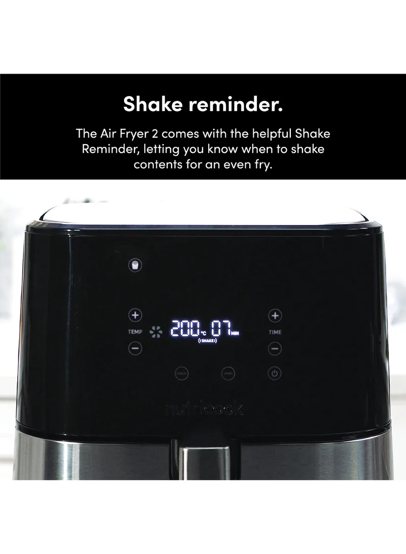 nutricook Air Fryer 2 Led One Touch Screen With 10 Presets, Preheat Celsius To Fahrenheit Conversion Auto Shut Off And Shake Reminder 5.5 L 1700 W AF205K Black
