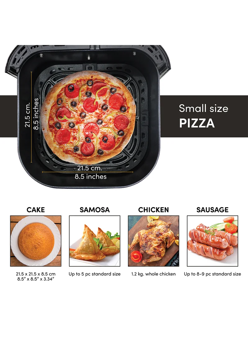 nutricook Air Fryer 2 Led One Touch Screen With 10 Presets, Preheat Celsius To Fahrenheit Conversion Auto Shut Off And Shake Reminder 5.5 L 1700 W AF205K Black