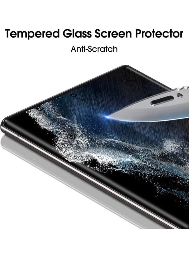 MARGOUN Samsung Galaxy S22 Ultra Screen Protector Tempered Glass 9H Hardness Anti-Scratch 3D Curved Edge to Edge Full Coverage Clear/Black - Image 3
