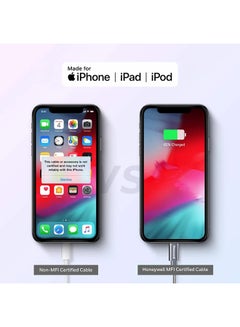 كابل USB 2.0 إلى Lightning، موصل Lightning أصلي معتمد من MFI من Apple، شحن سريع، كابل مزامنة وشحن مضفر من النايلون لأجهزة iPhone وiPad وAirpods وiPod، بطول 4 أقدام (1.2 متر) - v1678110097/N32852003A_6