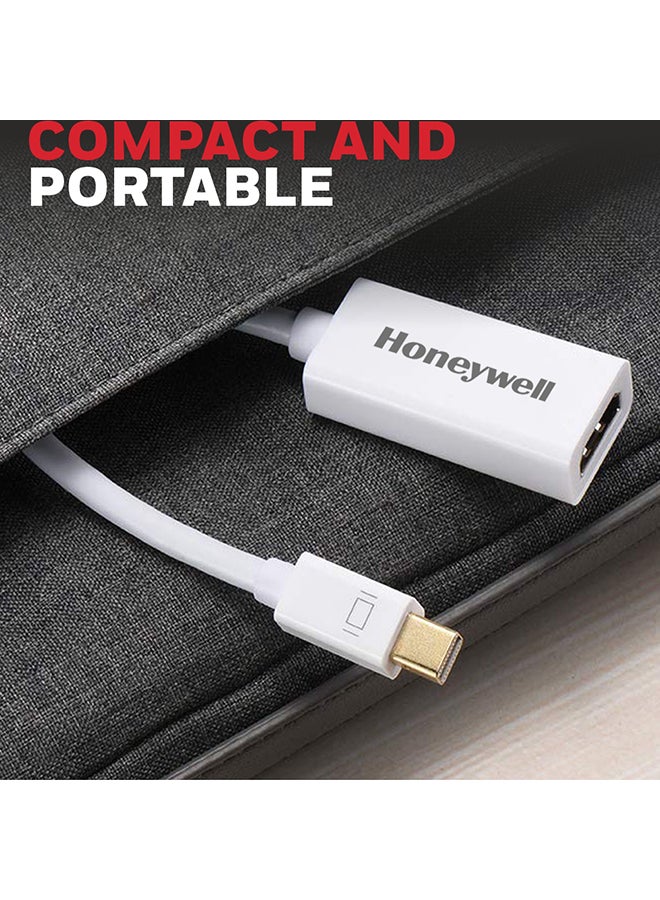 Honeywell - Mini Display Port to HDMI Adapter, 4K x 2K@30Hz Resolution, Transmission Speed of 3.0 Gbps, Male-Female Adapter, Compatible With LED Displays, Laptops, Gaming Consoles, Projector White - Image 1
