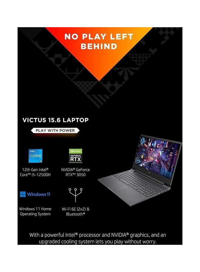 HP - Victus 15 FHD Gaming (Upgraded Version) Laptop With 15.6-Inch Display, CORE i5-12500H Processor /20GB RAM/512GB SSD/4GB NVIDIA GeForce RTX 3050 Graphics Card/Windows 11 Home English Black - Image 1