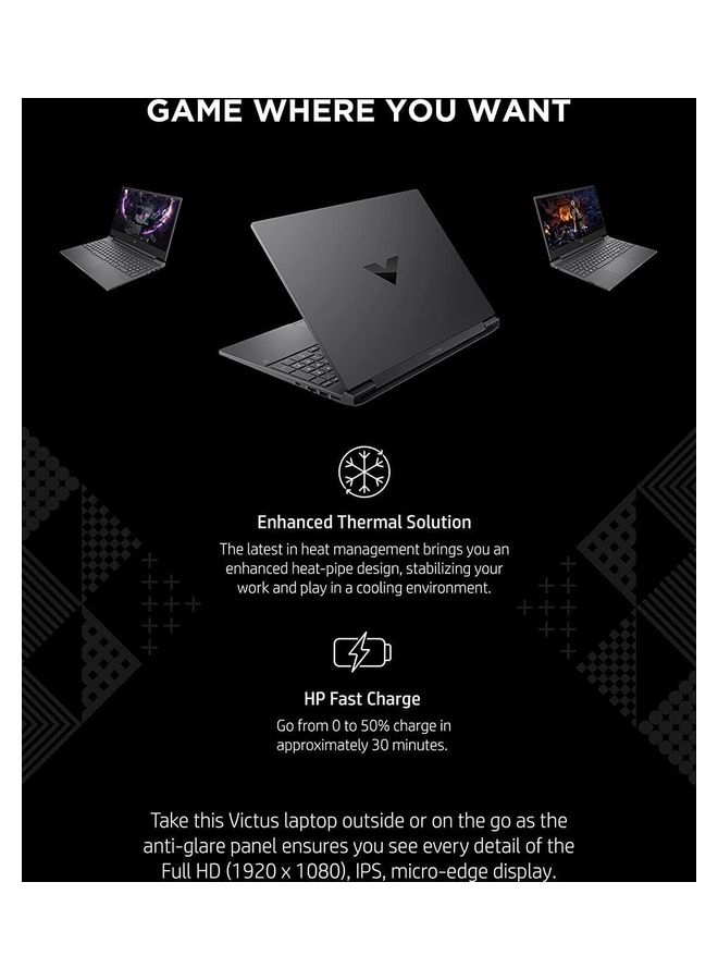HP - Victus 15 FHD Gaming (Upgraded Version) Laptop With 15.6-Inch Display, CORE i5-12500H Processor /20GB RAM/512GB SSD/4GB NVIDIA GeForce RTX 3050 Graphics Card/Windows 11 Home English Black - Image 1
