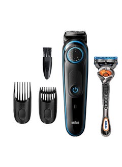 Braun Beard Trimmer BT5240 With Precision Dial, 2 Combs And Gillette Fusion5 Proglide Razor Blue