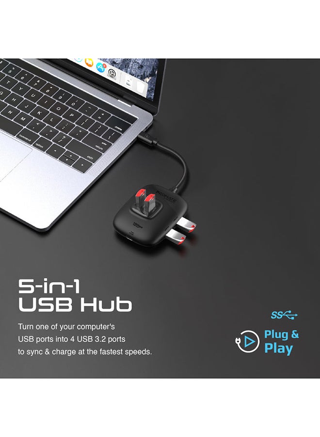 بروميت USB-C إلى USB Hub ممتاز متعدد المنافذ مع محول USB-A قابل للإزالة 10 جيجابت في الثانية مزامنة شحن USB 3.2 منافذ 100 وات من النوع C توصيل الطاقة  - Image 2
