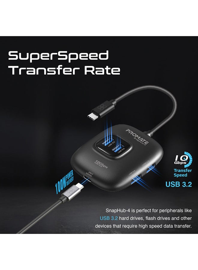 بروميت USB-C إلى USB Hub ممتاز متعدد المنافذ مع محول USB-A قابل للإزالة 10 جيجابت في الثانية مزامنة شحن USB 3.2 منافذ 100 وات من النوع C توصيل الطاقة  - Image 3