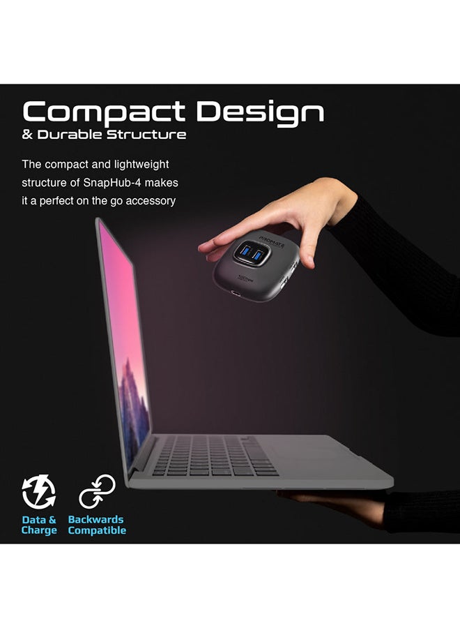 بروميت USB-C إلى USB Hub ممتاز متعدد المنافذ مع محول USB-A قابل للإزالة 10 جيجابت في الثانية مزامنة شحن USB 3.2 منافذ 100 وات من النوع C توصيل الطاقة  - Image 4