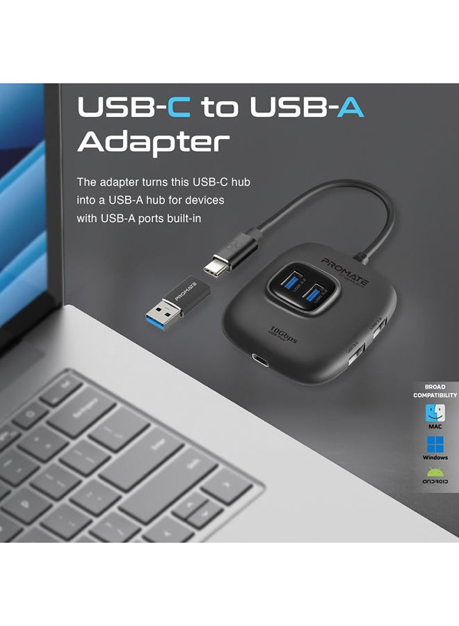 بروميت USB-C إلى USB Hub ممتاز متعدد المنافذ مع محول USB-A قابل للإزالة 10 جيجابت في الثانية مزامنة شحن USB 3.2 منافذ 100 وات من النوع C توصيل الطاقة  - Image 5