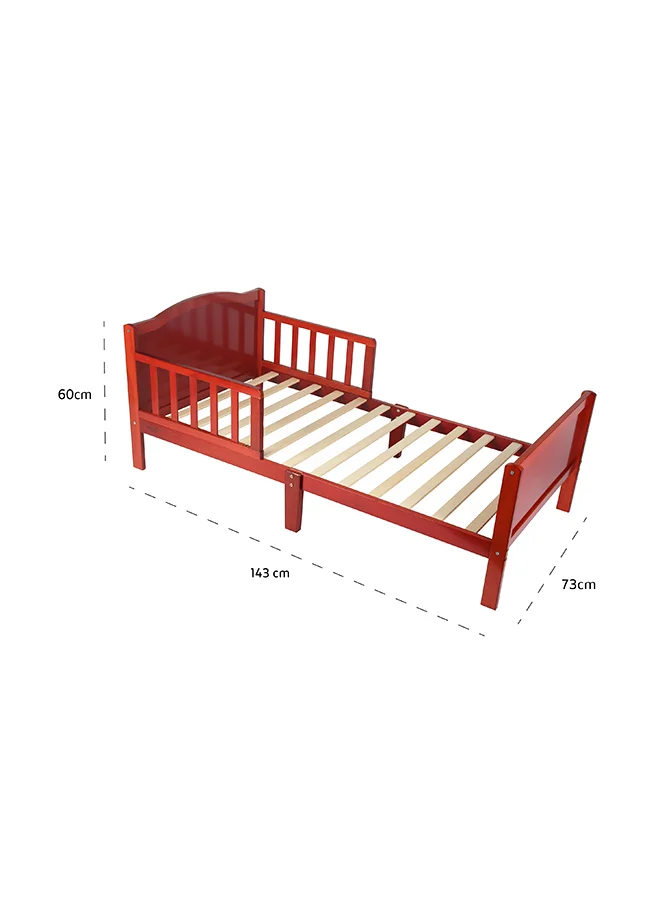 مون Wooden Toddler Bed 143x73x60 With Mattress 140x70x10 Cm