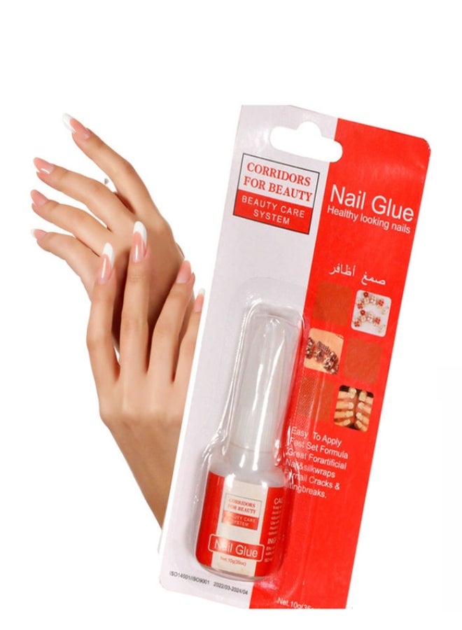 CORRIDORS FOR BEAUTY Plastic Brush On Nail Glue White/Red  - Image 1