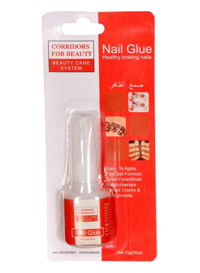 CORRIDORS FOR BEAUTY Plastic Brush On Nail Glue White/Red  - Image 2