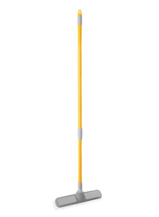 Floor Scrubbing Brush With Rubber Bumper And Telescopic Handle Yellow/Grey 30x8cm - v1678209912/N47010255A_1