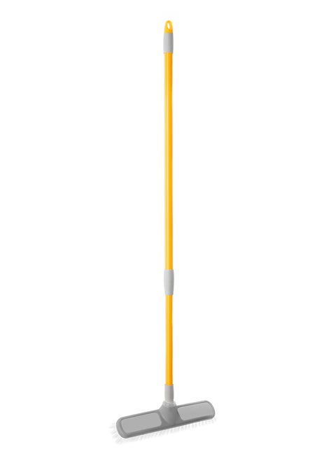 Floor Scrubbing Brush With Rubber Bumper And Telescopic Handle Yellow/Grey 30x8cm