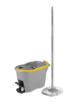 360 Degree Rotating Magic Spin Mop And Bucket Set Yellow/Grey/Silver 44x31x30cm - v1678209912/N47010256A_1