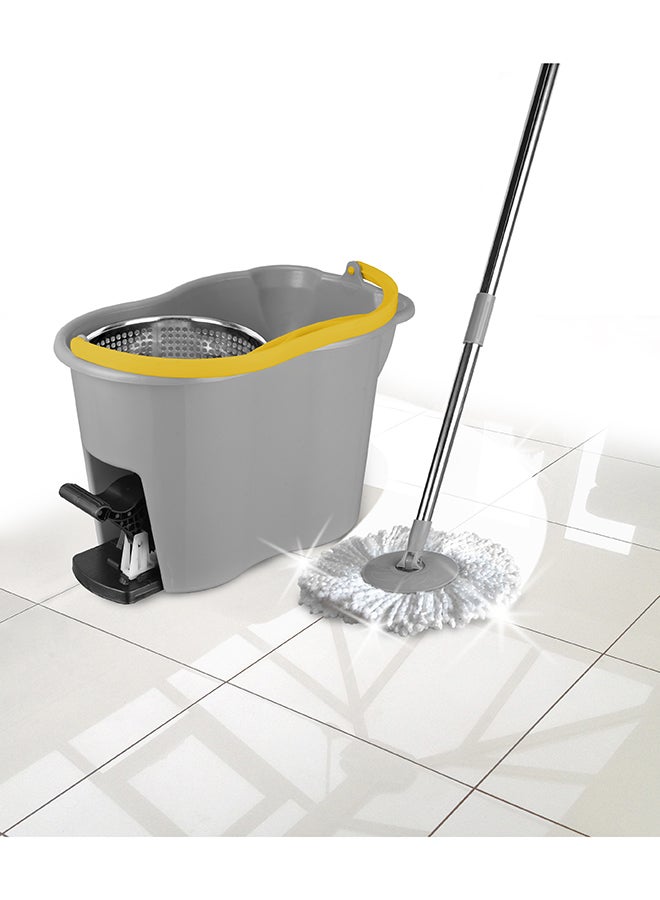 APEX 360 Degree Rotating Magic Spin Mop And Bucket Set Yellow/Grey/Silver 44x31x30cm  - Image 2