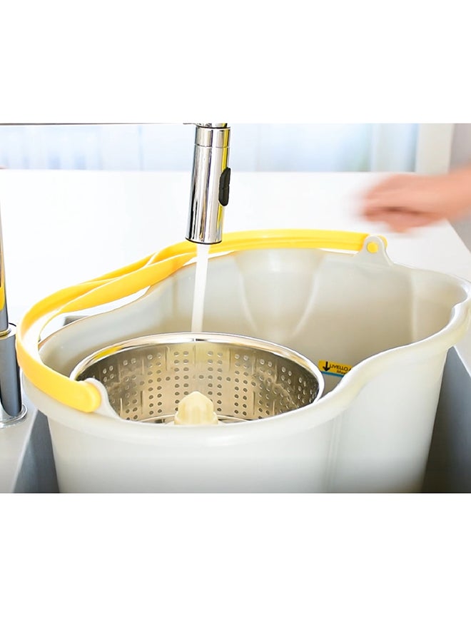 APEX 360 Degree Rotating Magic Spin Mop And Bucket Set Yellow/Grey/Silver 44x31x30cm  - Image 3