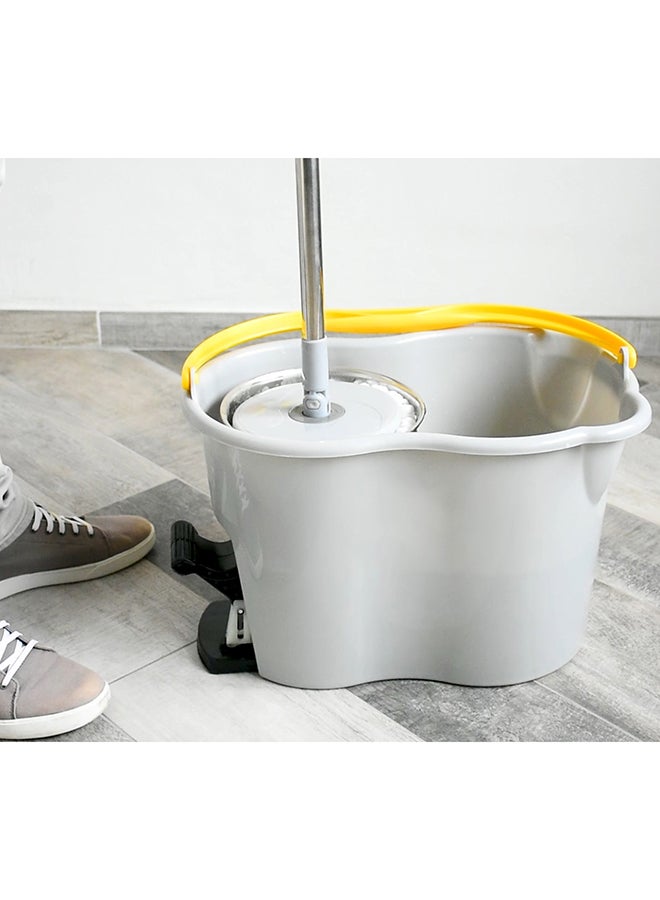 APEX 360 Degree Rotating Magic Spin Mop And Bucket Set Yellow/Grey/Silver 44x31x30cm  - Image 4