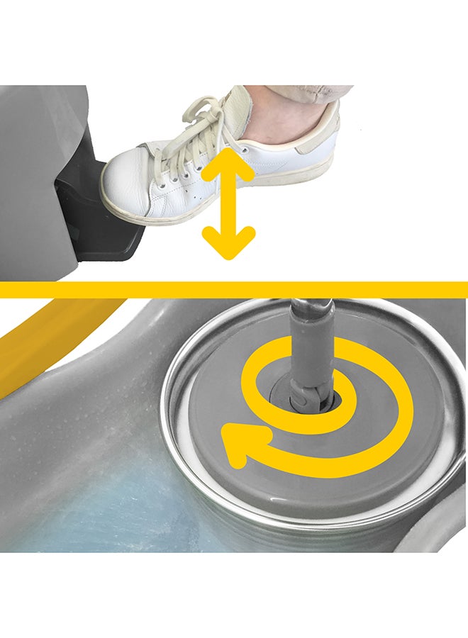 360 Degree Rotating Magic Spin Mop And Bucket Set Yellow/Grey/Silver 44x31x30cm