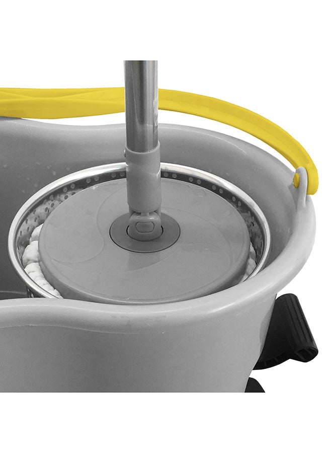 360 Degree Rotating Magic Spin Mop And Bucket Set Yellow/Grey/Silver 44x31x30cm